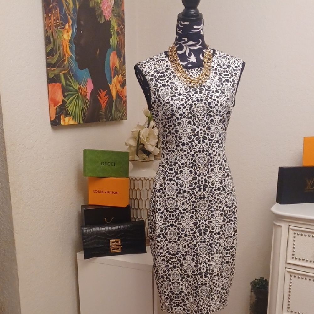 Cache Black and White Dress
